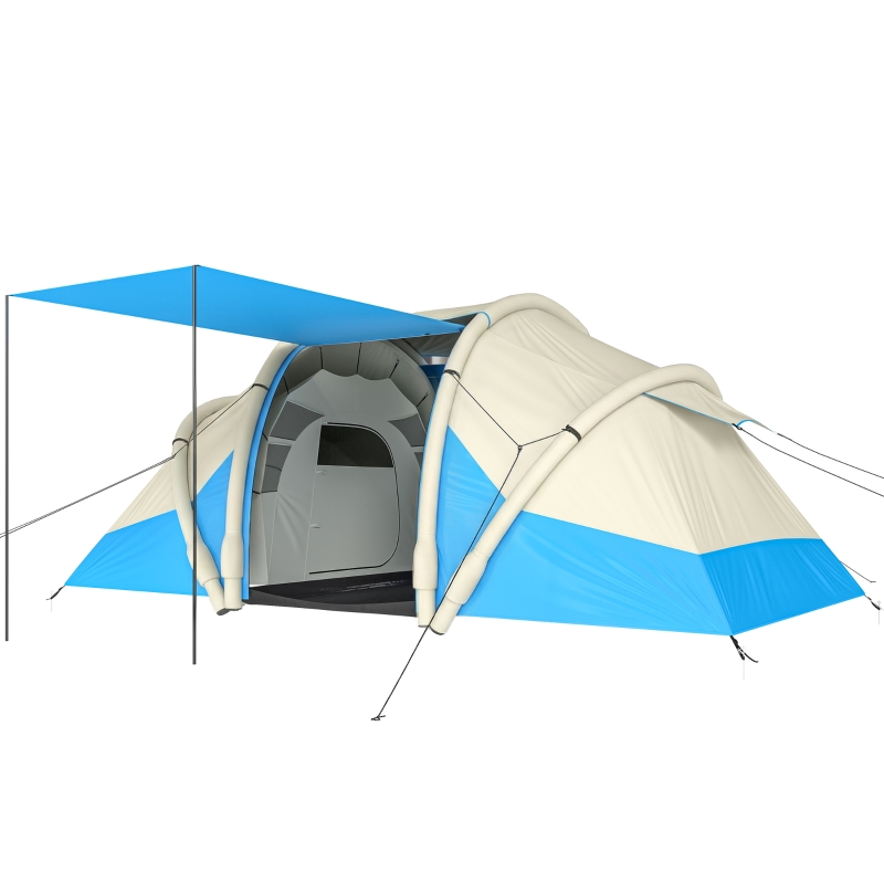 casetta-gonfiabile-campeggio-087bdo-1.jpg Outsunny Tenda da Campeggio Gonfiabile con 2 Camere, Blu | Aosom Italy - immagine 1