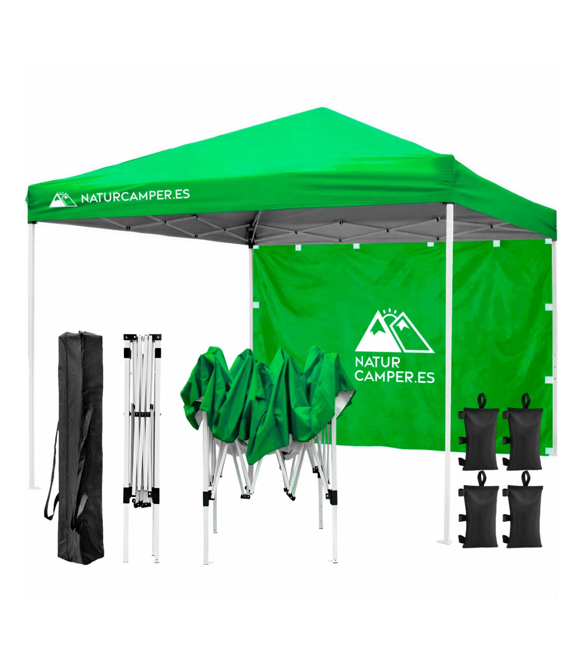 gazebo-da-campeggio-decathlon-307yub-1.jpg Gazebo Pieghevole 3x3m Pop up Impermeabile Anti UV Spiaggia Campeggio Verde - immagine 1