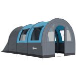 Outsunny Tenda da Campeggio 6 Posti Impermeabile Grigio e Blu | Aosom Italy