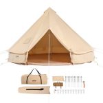 VEVOR Tenda Campana in Tela 4m Tenda da Campeggio per Famiglie Feste Attività all'Aperto con Foro per Stufa a Legna e Borse di Stoccaggio Capienza ca. ...