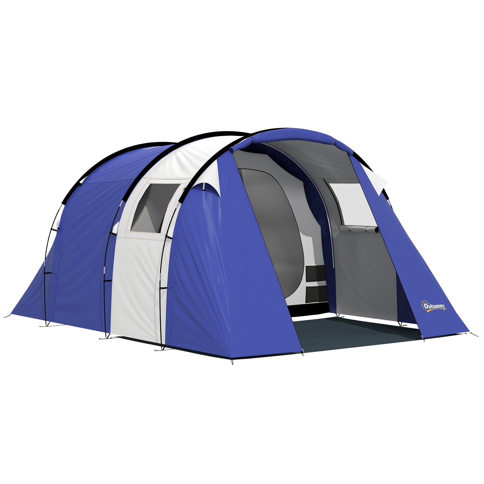 prezzi-tenda-campeggio-992xyd-1.jpg Tenda da campeggio per 4 persone, 2 camere da letto, impermeabile 3000 mm, con telo di base e borsa per il trasporto, 420x300x200 cm, blu scuro. - immagine 1