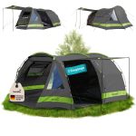 Skandika Kambo Tenda de campeggio tunnel Cabina letto per 4 persone Impermeabile con 3000 colonne d'acqua 3 ingressi tenda da sole (grigio/verde) : Amazon.it: Sport e tempo libero