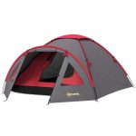 Tenda campeggio 3 persone impermeabile UPF50+ con veranda, porte e finestre, poliestere 2000mm, leggera, trekking, giardino