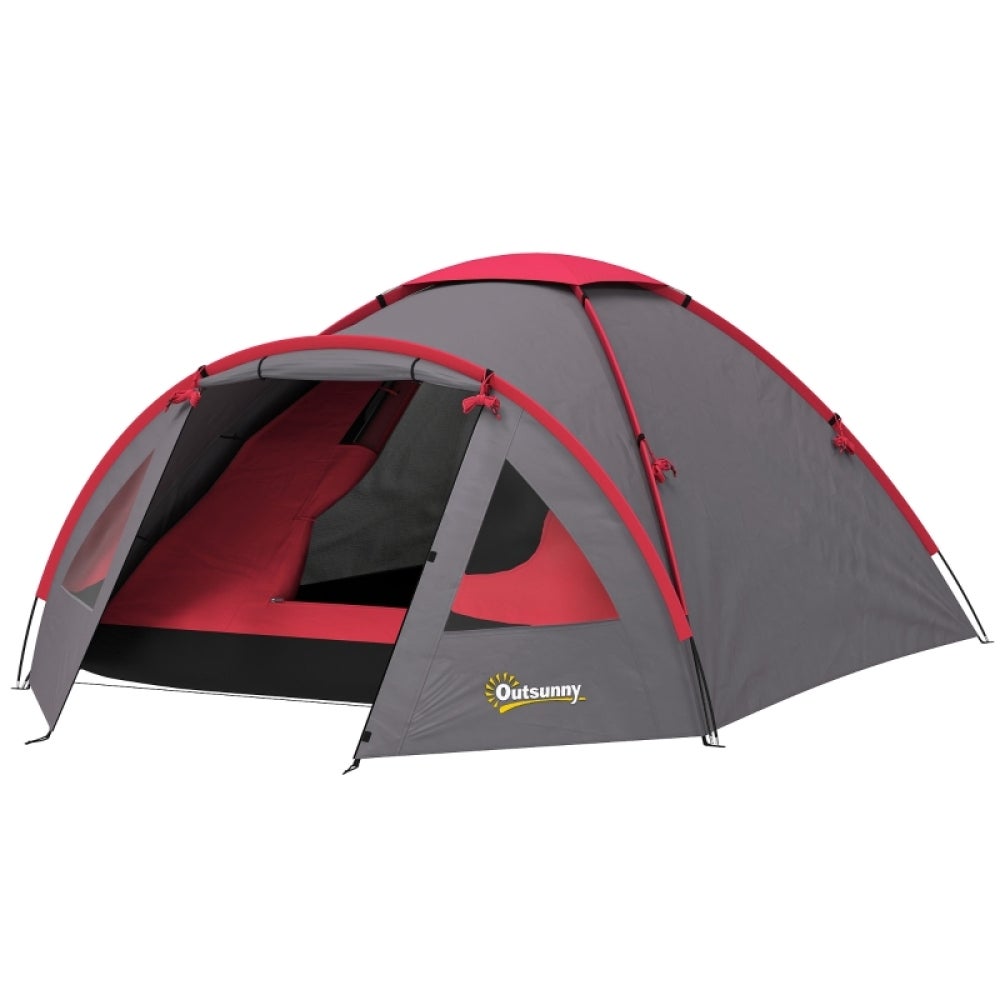 tenda-3-persone-870jul-1.jpg Tenda campeggio 3 persone impermeabile UPF50+ con veranda, porte e finestre, poliestere 2000mm, leggera, trekking, giardino - immagine 1