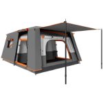 Outsunny Tenda da Campeggio 4 Posti 2 Stanze e Veranda Grigio | Outsunny