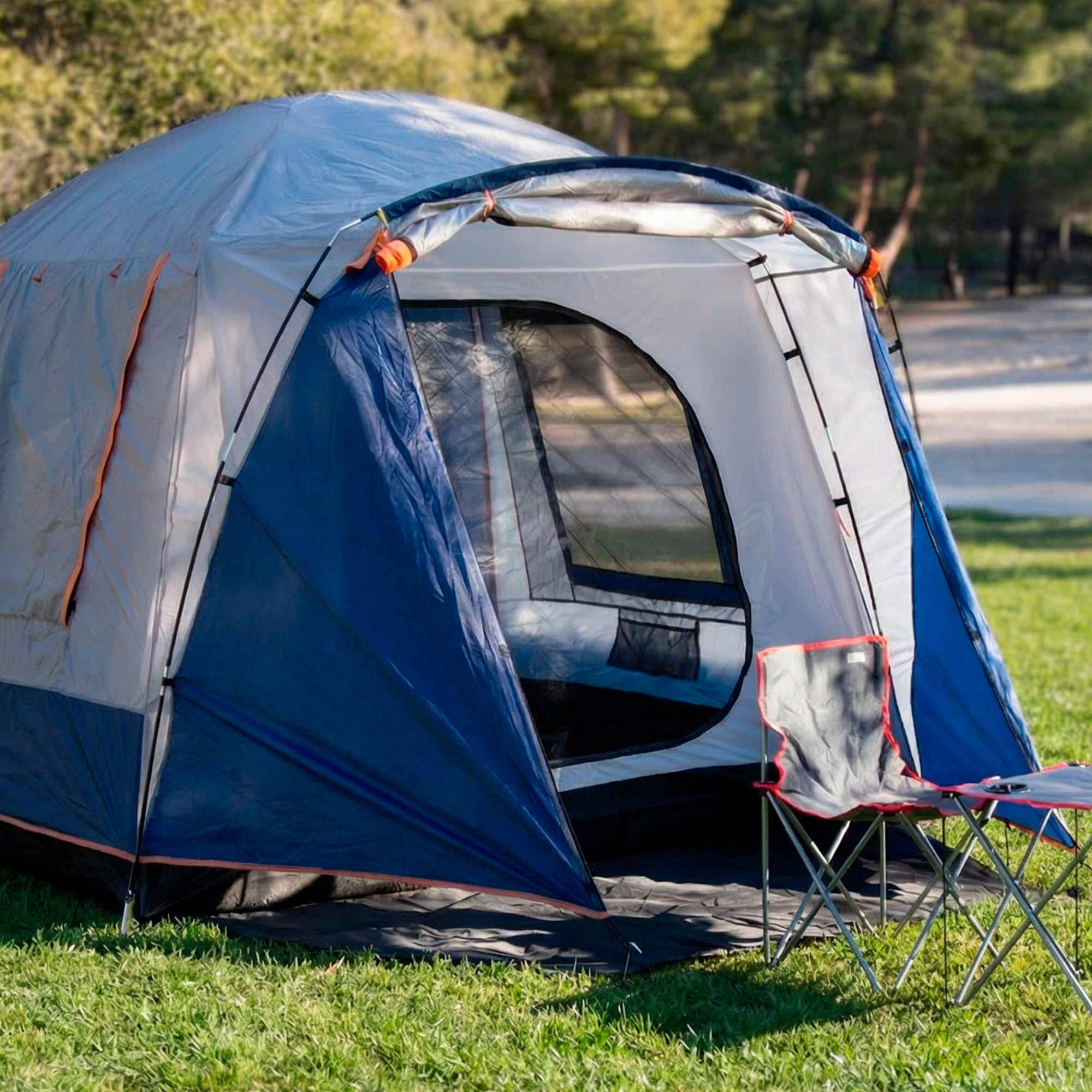 tenda-4-posti-con-veranda-566udp-1.jpg Tenda per 4 persone con veranda 250x350x200 cm grigio e blu - immagine 1