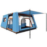 Outsunny Tenda da Campeggio 4 6 Posti con 2 Stanze e Veranda Blu | Aosom Italy