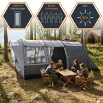 your GEAR Tenda Bora 5 Persone Tenda tunnel, altezza uomo, catino, 5000 mm, veranda, grigio
