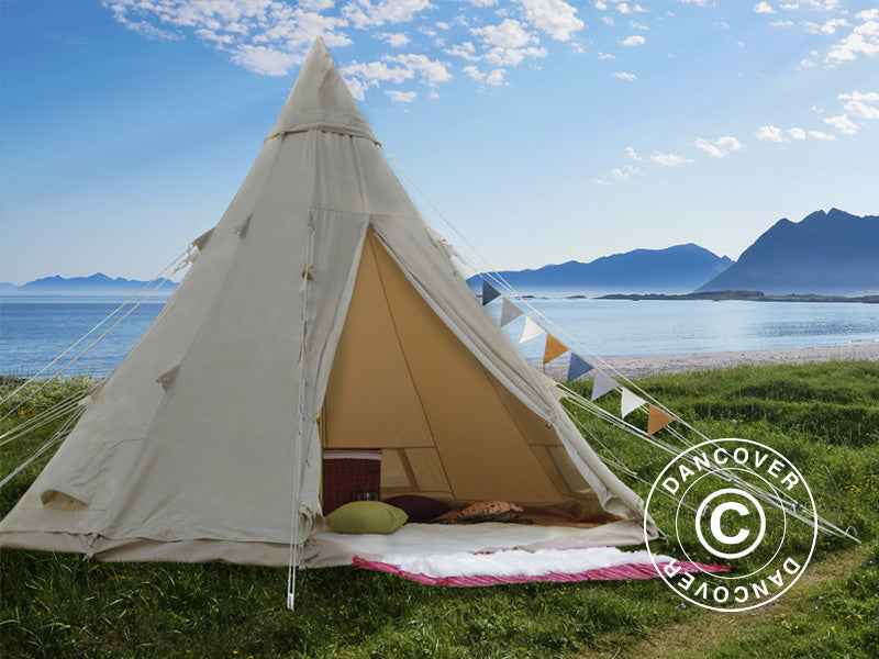 tenda-5-persone-672hyq-1.jpg Tenda per il glamping, TentZing®, 5x5m, 5 Persone, Sabbia - immagine 1