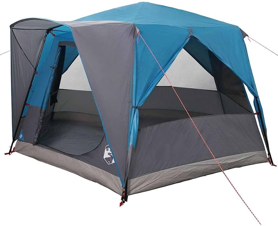 tenda-5-persone-932jry-1.jpg mtlskopl Tenda da campeggio per 5 persone, grande tenda a cupola con aste in acciaio, 333 x 317 x 194 cm, ideale per campeggio e giardino, borsa per il trasporto, blu e - immagine 1