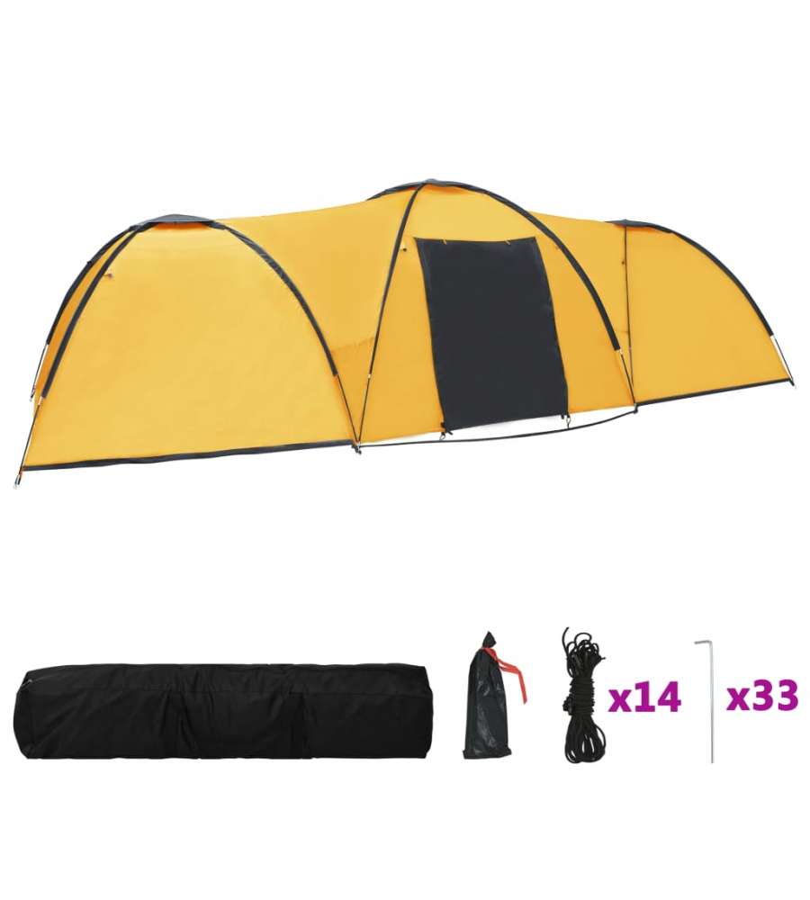 tenda-8-persone-127ehv-1.jpg Tenda Igloo Da Campeggio 650x240x190 Cm Per 8 Persone Gialla - immagine 1