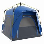 Tenda da campeggio pop up a cupola familiare, con 4 porte 4 finestre, borsa da trasporto inclusa, per campeggio trekking, blu grigio | Leroy Merlin