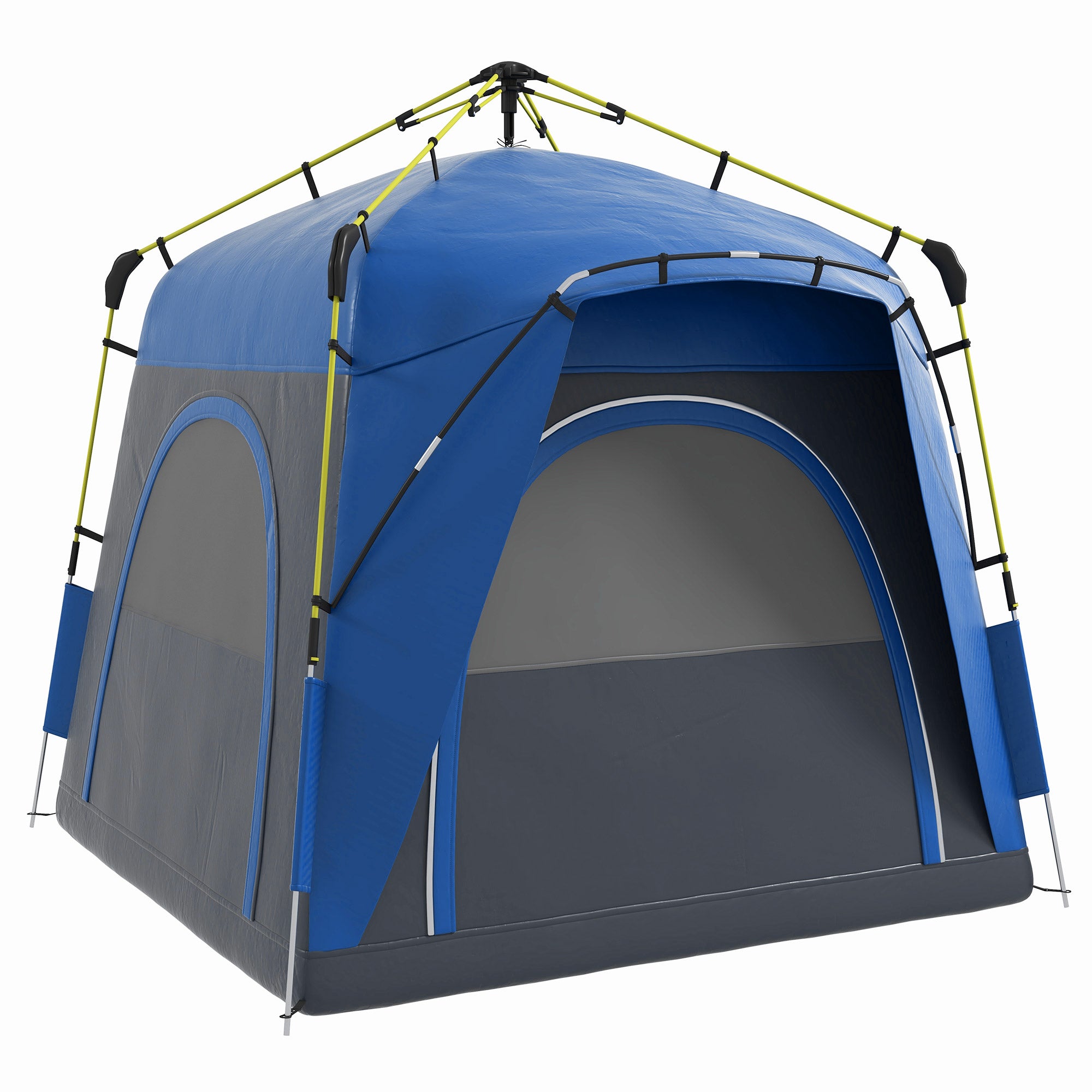 tenda-da-campeggio-familiare-118uno-1.jpg Tenda da campeggio pop up a cupola familiare, con 4 porte 4 finestre, borsa da trasporto inclusa, per campeggio trekking, blu grigio | Leroy Merlin - immagine 1