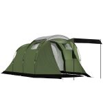 Outsunny Tenda da campeggio per 3 4 persone, stabile, impermeabile 3000 mm, tenda familiare con cabina notte, anticamera e soggiorno, Verde | Aosom Italy