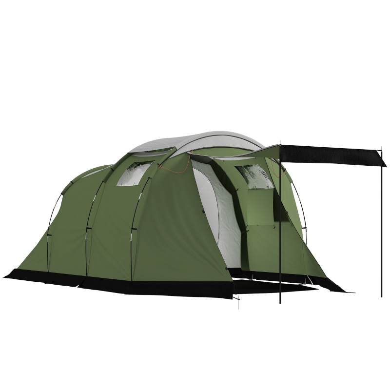 tenda-da-campeggio-familiare-214dwy-1.jpg Outsunny Tenda da campeggio per 3 4 persone, stabile, impermeabile 3000 mm, tenda familiare con cabina notte, anticamera e soggiorno, Verde | Aosom Italy - immagine 1