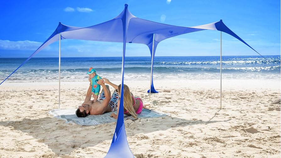 tenda-da-sole-per-spiaggia-792qkz-1.jpg SUN NINJA Tenda da Spiaggia Portatile Tenda da Sole per Mare Parasole Pop Up Grande per Campeggio e Picnic Protezione UV UPF 50+ Borsa e ... - immagine 1