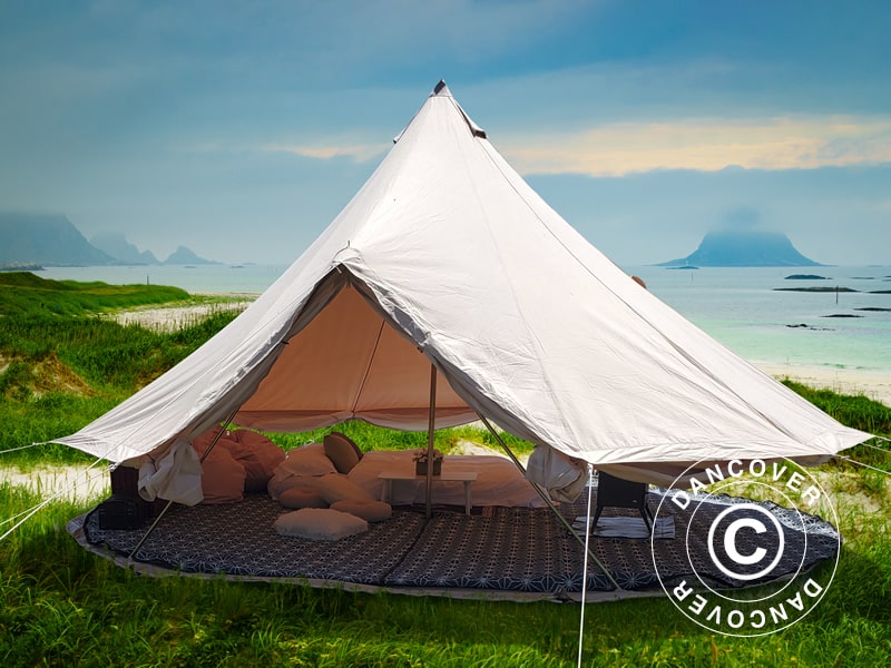 tenda-per-5-persone-855sqx-1.jpg Tenda a campana per glamping, TentZing®, 5x5m, 6 Persone, Sabbia - immagine 1